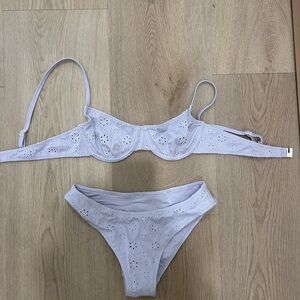 SOLID & STRIPED Lavender Eyelet Bikini Set